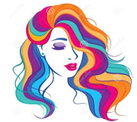 Illustration With Beauty Fashion Model Girl With Colorful Long Dyed Hair  Stock Vector - Illustration of care, logo: 108906451